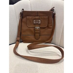 Nine West Brown Faux Leather Crossbody Bag With Buckle Detail‎